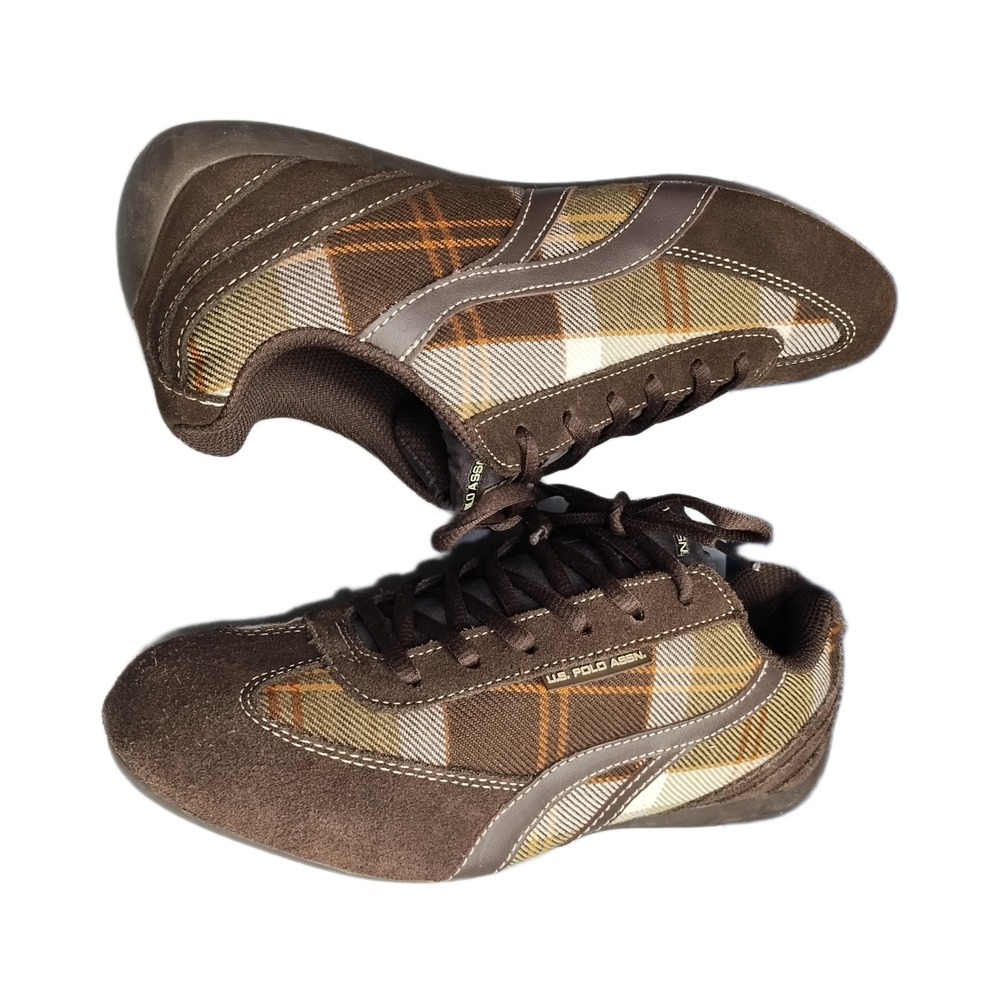 U.S. Polo Assn. Cassidy Sneakers Womens 8.5 Multi Tartan Plaid Leather Low Top